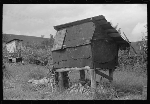 Corn crib in Negro coal miner's backyard, Bertha Hill, Scotts Run, West Virginia