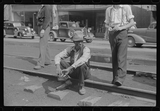 Untitled photo, possibly related to: "Sittin' on the tracks." Mining town, Osage, West Virginia