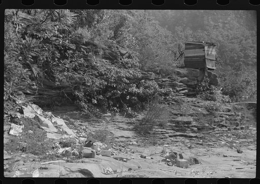Untitled photo, possibly related to: Privy used by Negroes living in shacks on highway between Charleston and Gaauley Bridge, West Virginia