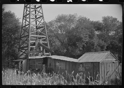 Untitled photo, possibly related to: Abandoned oil well derrick near Charleston, West Virginia