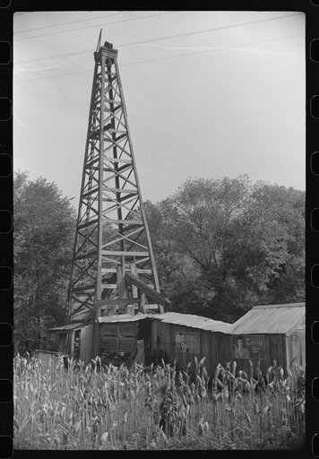 Abandoned oil well derrick near Charleston, West Virginia