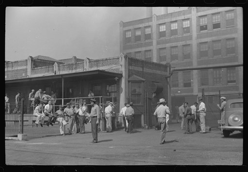 Untitled photo, possibly related to: Lunch hour, part of Carbon Carbide Company (West Vaco). South Charleston, West Virginia