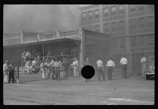Untitled photo, possibly related to: Lunch hour, part of Carbon Carbide Company (West Vaco). South Charleston, West Virginia