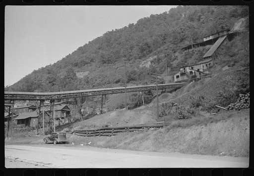 Untitled photo, possibly related to: Part of tipple with laborers' homes in back, Longacre, West Virginia