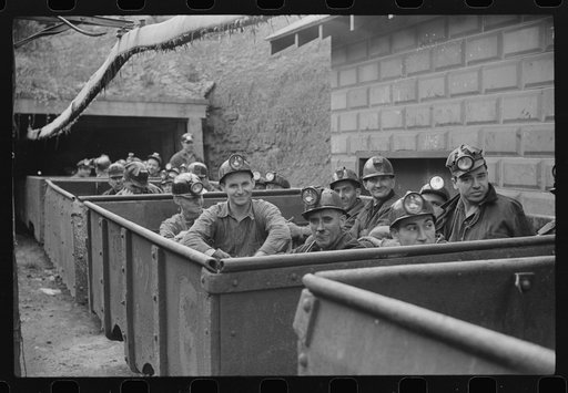 The next "trip." Coal miners ready for next shift to go into mines. Maidsville, West Virginia
