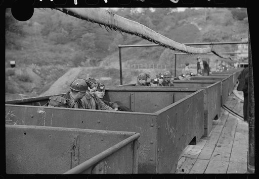 Untitled photo, possibly related to: The next "trip." Coal miners ready for next shift to go into mines. Maidsville, West Virginia