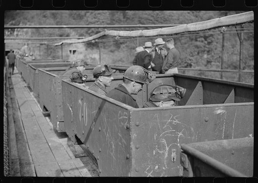 Untitled photo, possibly related to: The next "trip." Coal miners ready for next shift to go into mines. Maidsville, West Virginia