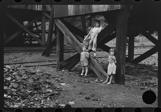 Untitled photo, possibly related to: Children's favorite playground, around coal mine tipples. Pursglove, Scotts Run, West Virginia