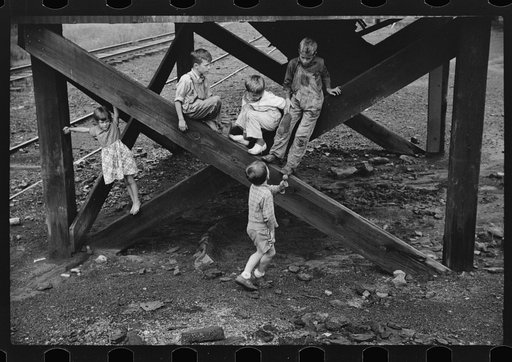 Children's favorite playground, around coal mine tipples. Pursglove, Scotts Run, West Virginia