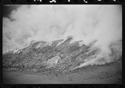 Burning slag near coal mine, Scotts Run, West Virginia