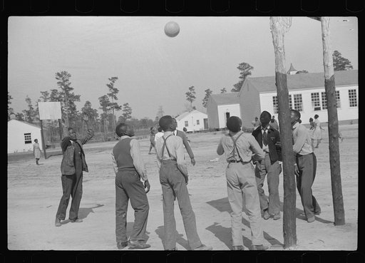 Untitled photo, possibly related to: Students at FSA (Farm Security Administration) project school, Prairie Farms, Montgomery, Alabama, during supervised outdoor recreational activities