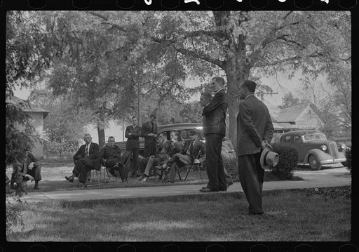 Untitled photo, possibly related to: FSA (Farm Security Administration), county, state and local officials on a special trip through Greene County with some NYA (National Youth Administration) officials and guests. A luncheon was served and they had a short discussion at NYA headquarters in Crawford