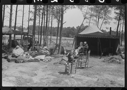 Horse and mule traders from Atlanta set up temporary camp to sell to nearby farmers near Covington, Georgia