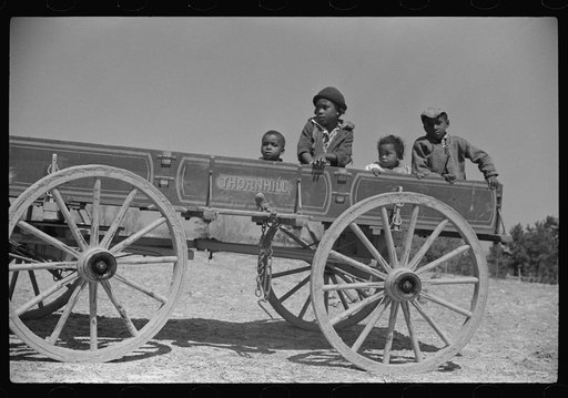Charlie McGuire's children in their new wagon. Tenant purchase family, Pike County, Alabama