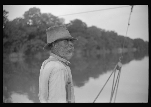 Negro almost eighty, who has been running ferry across river from Camden to Gee's Bend for almost forty-eight years. Gees Bend, Alabama