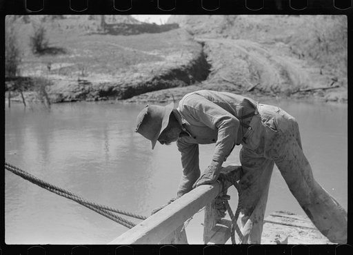 Untitled photo, possibly related to: Steering the ferry for a landing at Gees Bend, Alabama