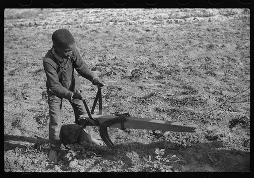 Behind the homemade plow in the school garden, Gees Bend, Alabama