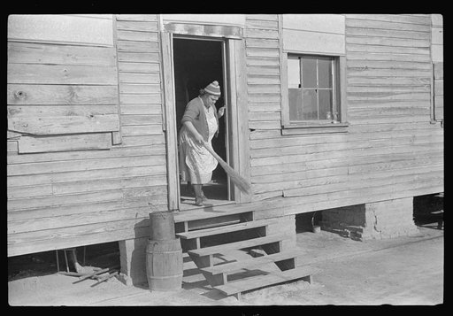 Untitled photo, possibly related to: Mixed-breed Indian, white and Negro, near Pembroke Farms, making new chair seat. North Carolina