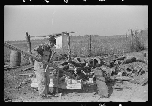 Untitled photo, possibly related to: Mixed-breed Indian, white and Negro, near Pembroke Farms, making new chair seat. North Carolina