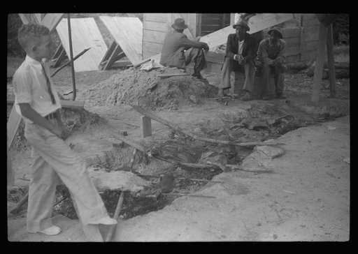 Untitled photo, possibly related to: Barbeque picnic on the occasion of the dedication of a FSA (Farm Security Administration) building, Greene County, Georgia