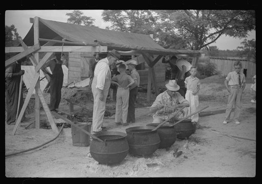 Untitled photo, possibly related to: Barbeque picnic on the occasion of the dedication of a FSA (Farm Security Administration) building, Greene County, Georgia