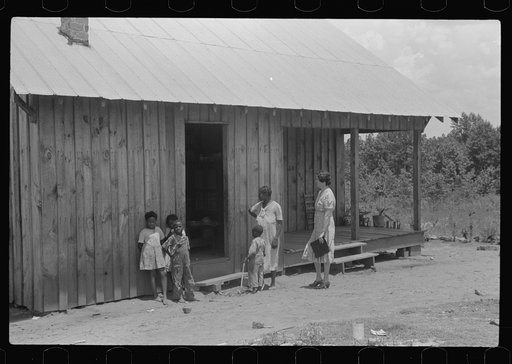 Untitled photo, possibly related to: FSA (Farm Security Administration) home management supervisor pointing out to rehabilitation borrower where new privy will be located. Greene County, Georgia