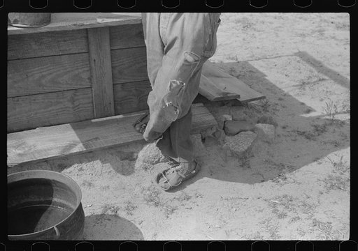 Rehabilitation borrower's shoes, made out of tire casings. Greene County, Georgia