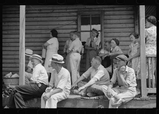 Untitled photo, possibly related to: Spectators at auction sale of house and household goods, York County, Pennsylvania