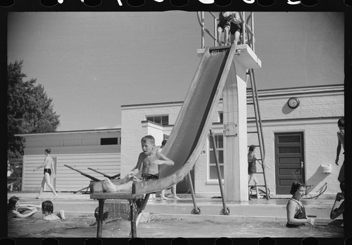 Untitled photo, possibly related to: Sliding into the pool at Greenbelt, Maryland
