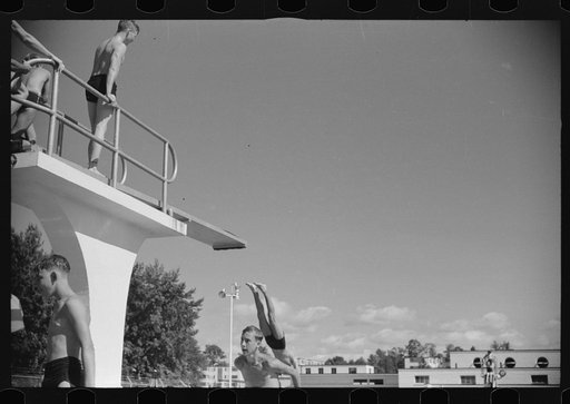Untitled photo, possibly related to: Getting ready to dive into the pool at Greenbelt, Maryland