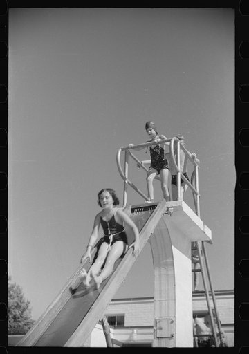 Untitled photo, possibly related to: Sliding into the pool at Greenbelt, Maryland