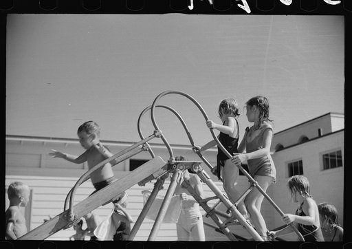 Sliding into the pool at Greenbelt, Maryland