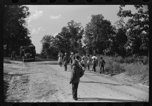 Untitled photo, possibly related to: Negro children walking home from school near Frogsboro, Caswell County, North Carolina