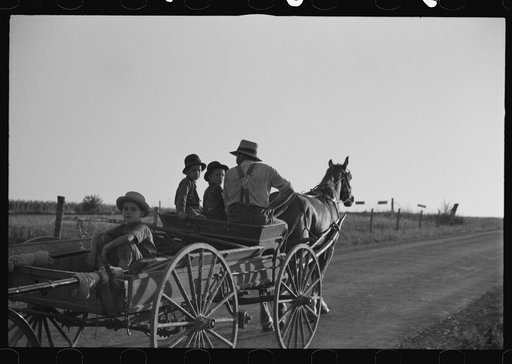 Mennonite farmer going to town, near Lancaster, Pennsylvania