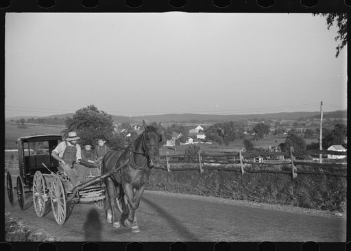 Mennonite farmer going to town, near Lancaster, Pennsylvania