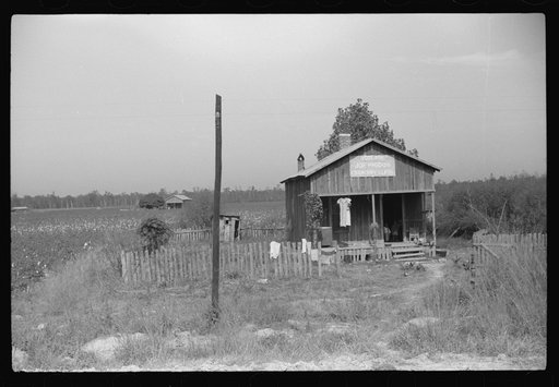 Untitled photo, possibly related to: Political poster on sharecropper's house, Mississippi Delta, Mississippi