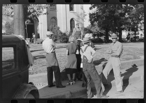 Untitled photo, possibly related to: Visiting in front of courthouse on Saturday afternoon, Lexington, Mississippi Delta, Mississippi