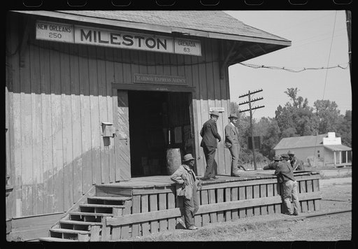 Railway station on cotton plantation, Mileston Plantation, Mississippi Delta, Mississippi