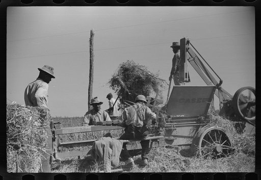 Baling hay on Marcella Plantation, Mileston, Mississippi Delta, Mississippi