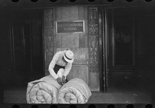 Untitled photo, possibly related to: Cotton samples in front of cotton exchange building, Front Street, Memphis, Tennessee
