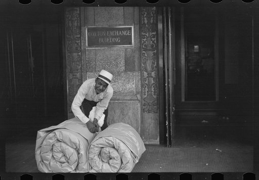Untitled photo, possibly related to: Cotton samples in front of cotton exchange building, Front Street, Memphis, Tennessee
