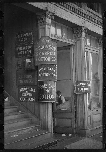 Sign on office building on Cotton Row, Front Street, Memphis, Tennessee
