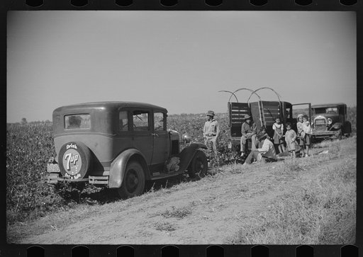 Untitled photo, possibly related to: Mexican seasonal laborers resting during noon hour after picking cotton on Hopson Plantation, Clarksdale, Mississippi
