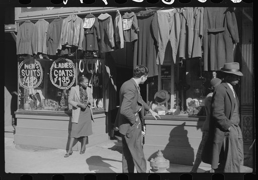 Untitled photo, possibly related to: Secondhand clothing stores and pawn shops on Beale Street, Memphis, Tennessee