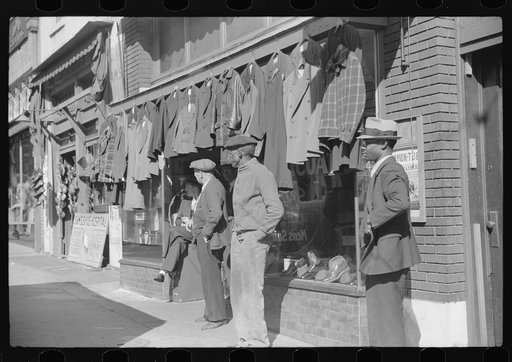 Secondhand clothing stores and pawn shops on Beale Street, Memphis, Tennessee