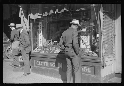 Untitled photo, possibly related to: Secondhand clothing stores and pawn shops on Beale Street, Memphis, Tennessee