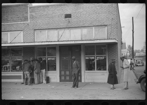 Negroes in front of doctor's office in Merigold, Mississippi