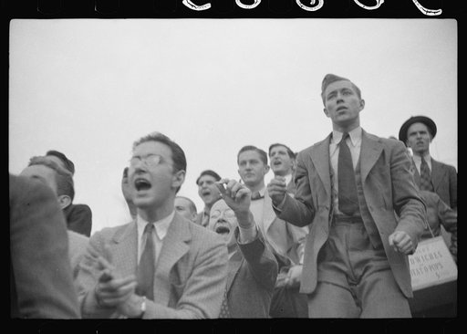 Untitled photo, possibly related to: Spectators at the Duke University-North Carolina football game. Durham, North Carolina