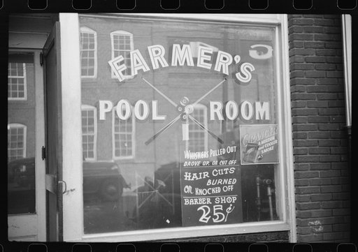 Poolroom in tobacco warehouse district. Durham, North Carolina
