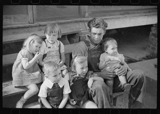 Some of the children of the Wilkins clan on corn shucking day. Tally Ho, near Stem, Granville County, North Carolina